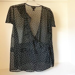 Lane Bryant sheer polka dot top
